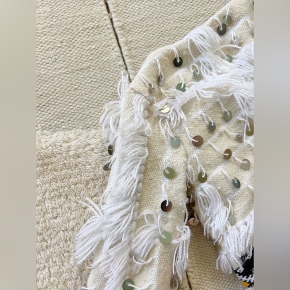 Liboosha Handmade Moroccan Wedding Blanket Jacket Tribal Floral Cream Black 2T - Picture 10 of 10